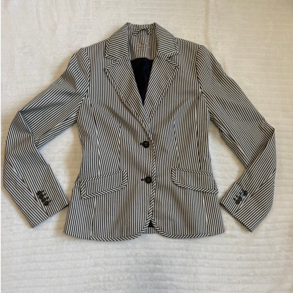 Mango Tailored Striped Two-Button Blazer Jacket